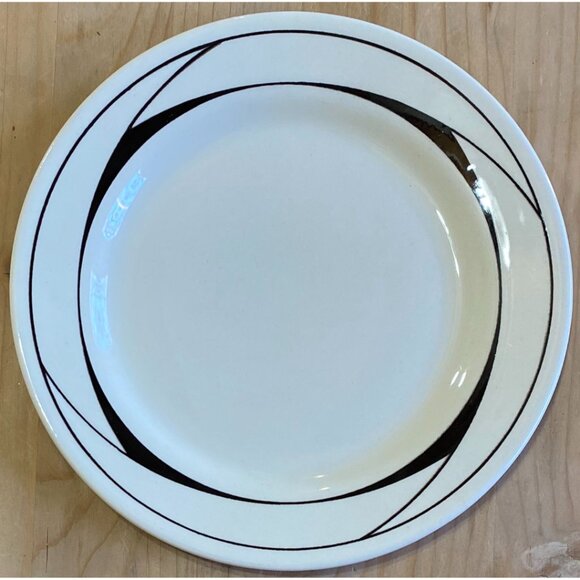 Two Oxford 7880-1 and Three 7890-1 Made Brazil 7 3/8" Black & White Bread Plates - Picture 1 of 4